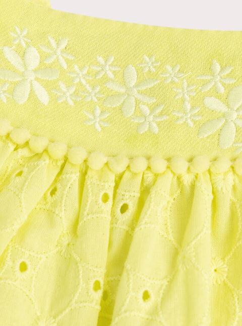 Yellow Broderie Anglaise Cotton Dress