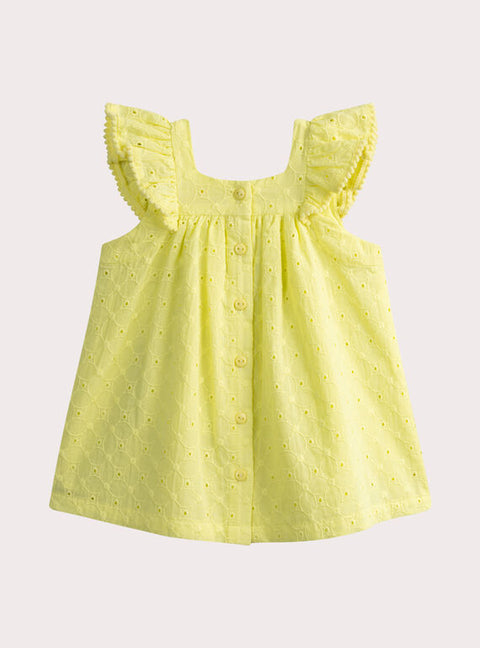 Yellow Broderie Anglaise Cotton Dress