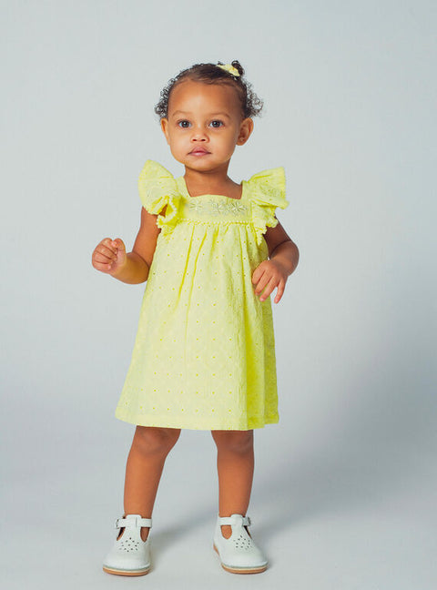 Yellow Broderie Anglaise Cotton Dress