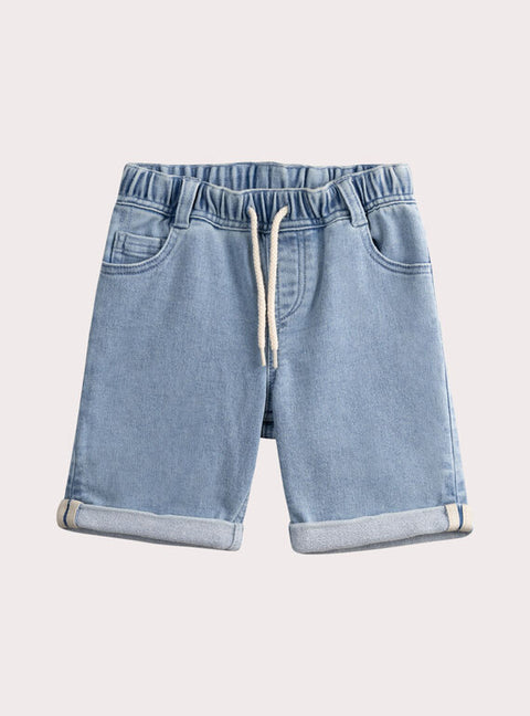 Blue Denim Knit Bermuda Shorts