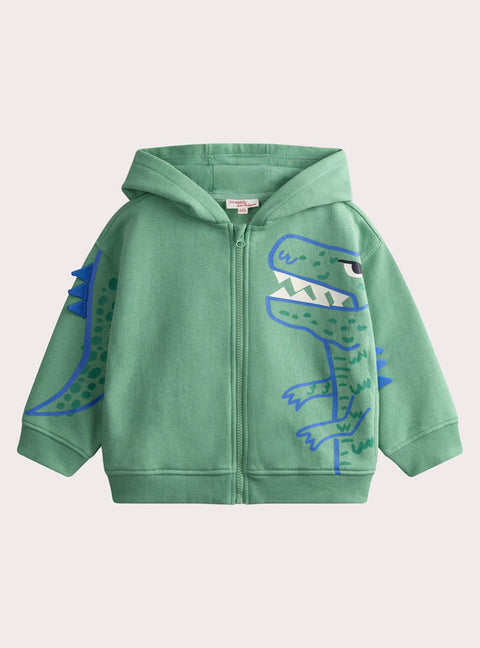 Green Dinosaur Animation Hooded Cotton Rich Sweatshirt