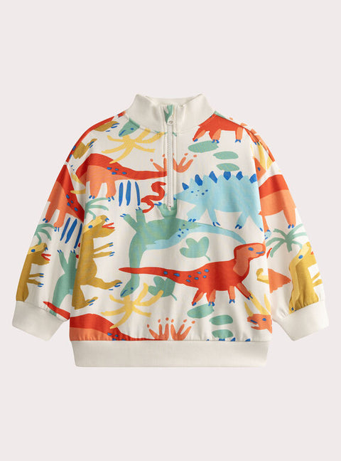 Dinosaur Print Half Zip Sweatshirt