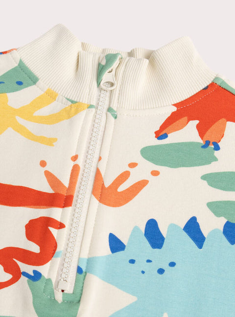 Dinosaur Print Half Zip Sweatshirt