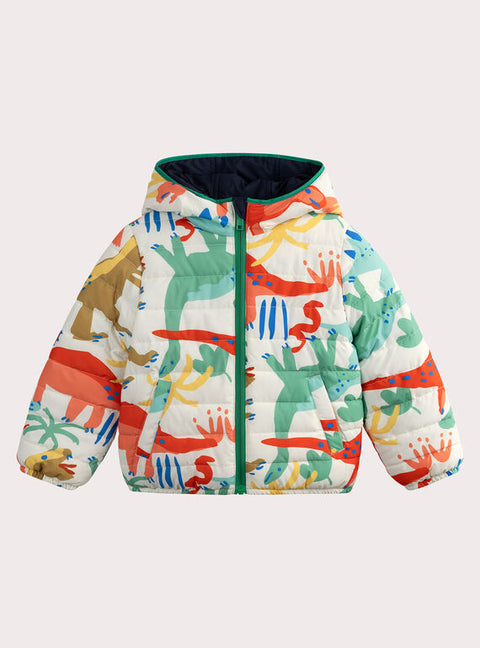 Reversible Navy Dinosaur Print Coat