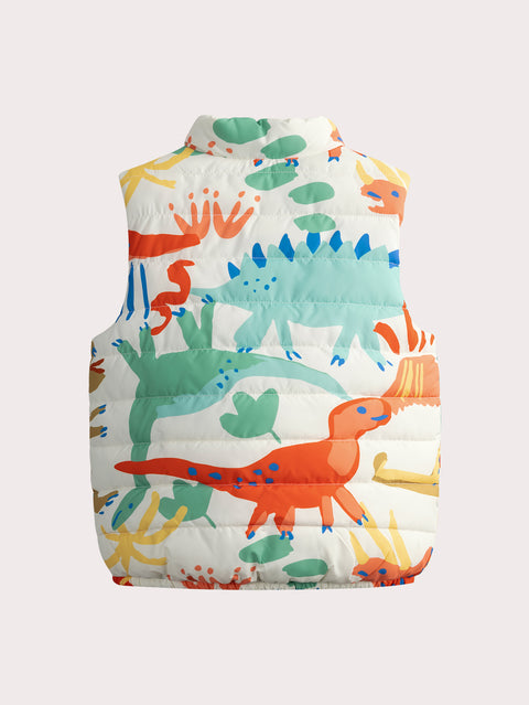 Reversible Navy Dinosaur Print Gilet