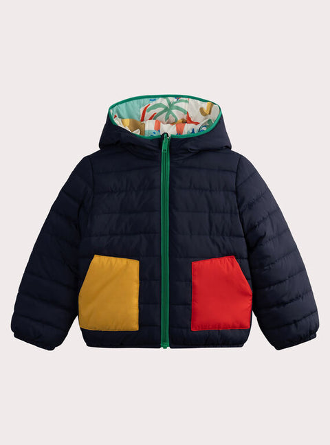 Reversible Navy Dinosaur Print Coat