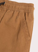 Brown Cotton Twill Elasticated Waist Shorts