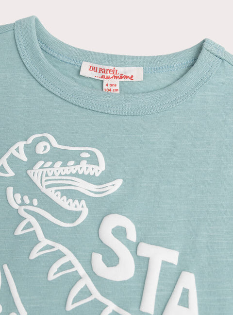 Green Dinosaur Print Short Sleeve Cotton T-shirt