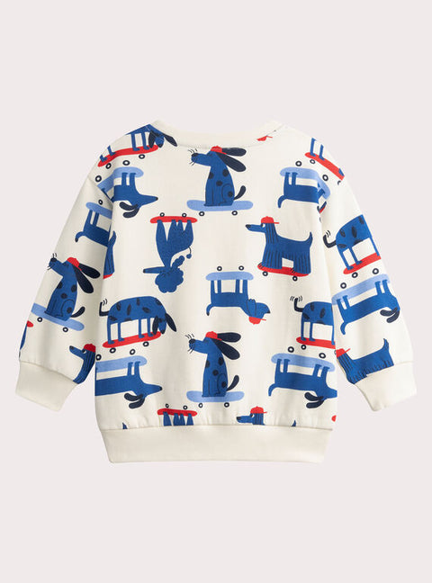 Dog Print Cotton Fleece Sweatshirt