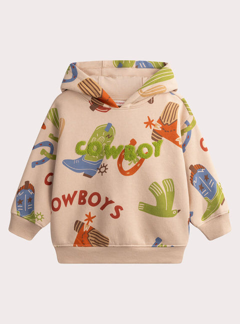 Cowboy Print Cotton Rich Fleece Hoodie