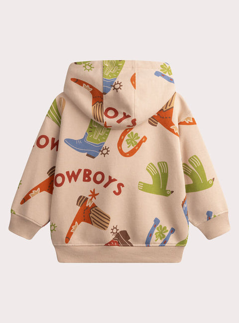 Cowboy Print Cotton Rich Fleece Hoodie