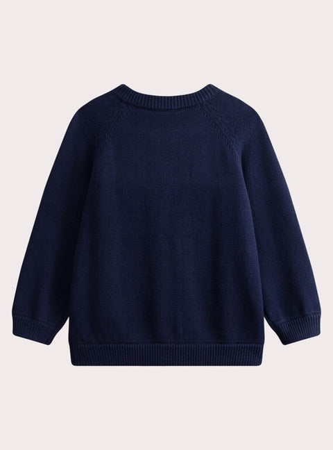 Zipped Navy Cotton Cardigan