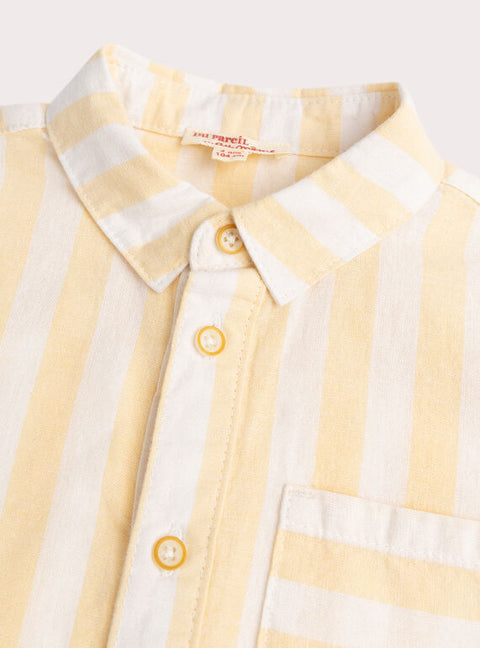 Striped Yellow Cotton & Linen Mix Shirt