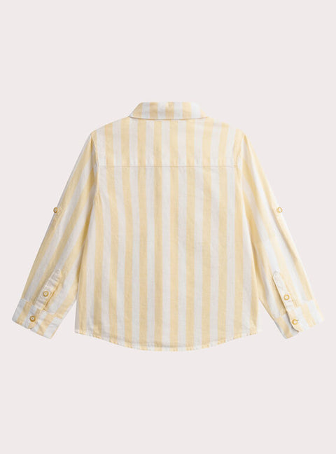 Striped Yellow Cotton & Linen Mix Shirt