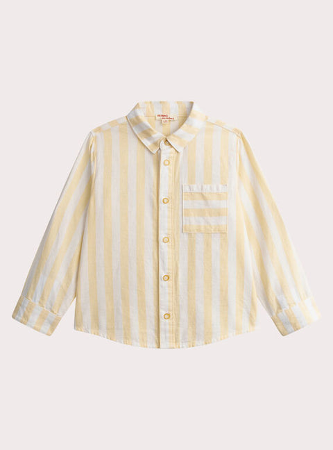 Striped Yellow Cotton & Linen Mix Shirt