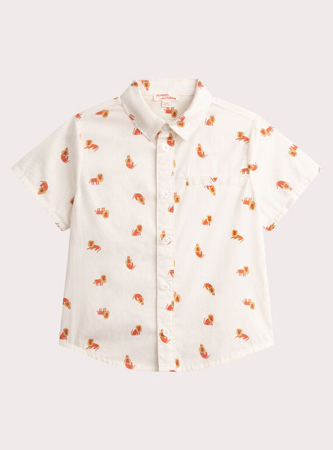 Cream Short Sleeve Cotton Shirt