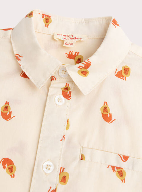 Cream Short Sleeve Cotton Shirt