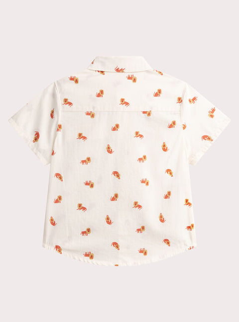 Cream Short Sleeve Cotton Shirt