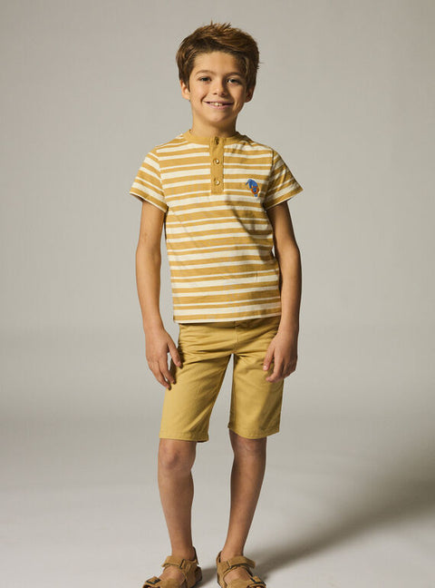 Cream & Mustard Stripe Cotton T-shirt