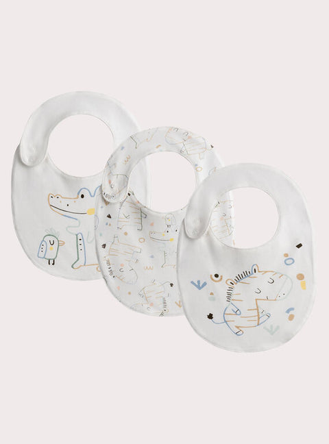 3 Pack Printed Cotton Bibs