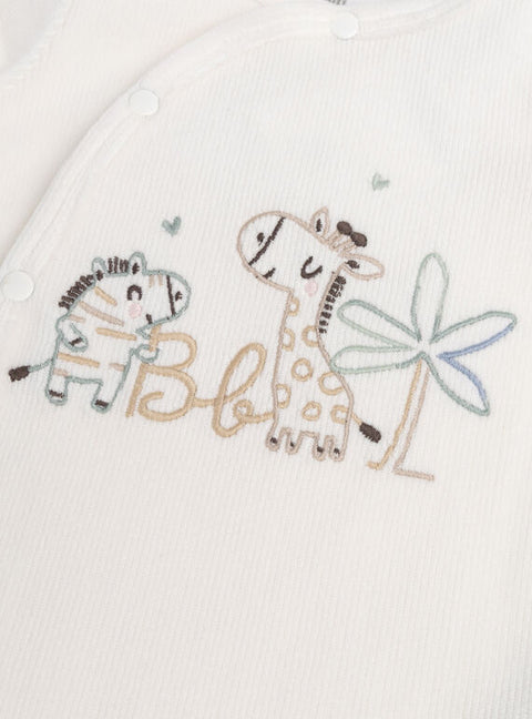 Off White Newborn Velour Sleepsuit