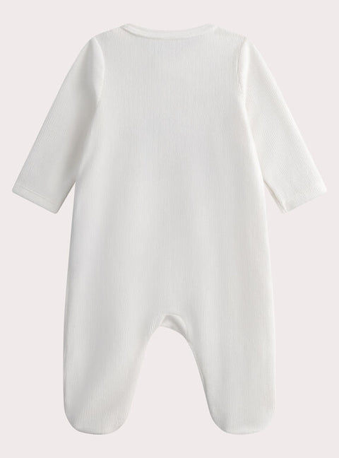 Off White Newborn Velour Sleepsuit