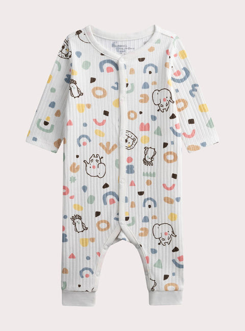 Newborn Cream Ribbed Cotton Sleepsuit