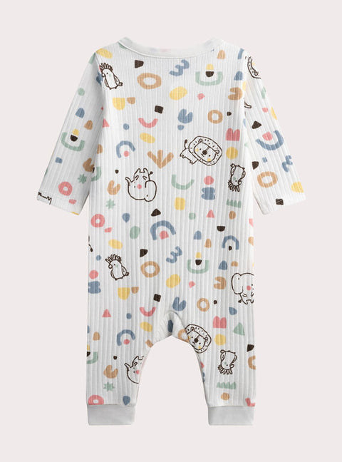 Newborn Cream Ribbed Cotton Sleepsuit