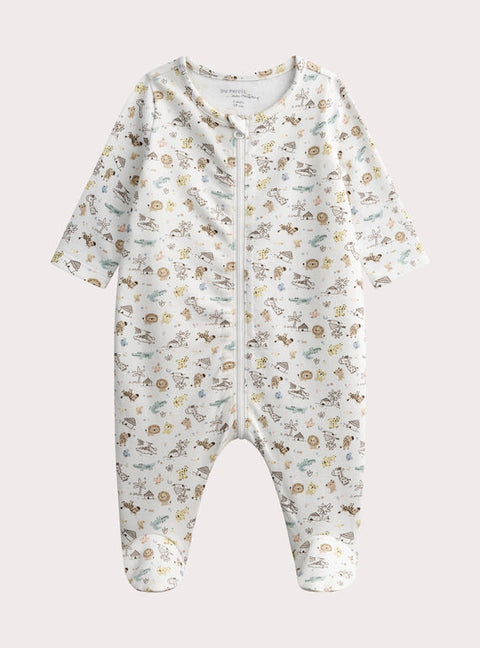Off White Newborn Cotton Sleepsuit