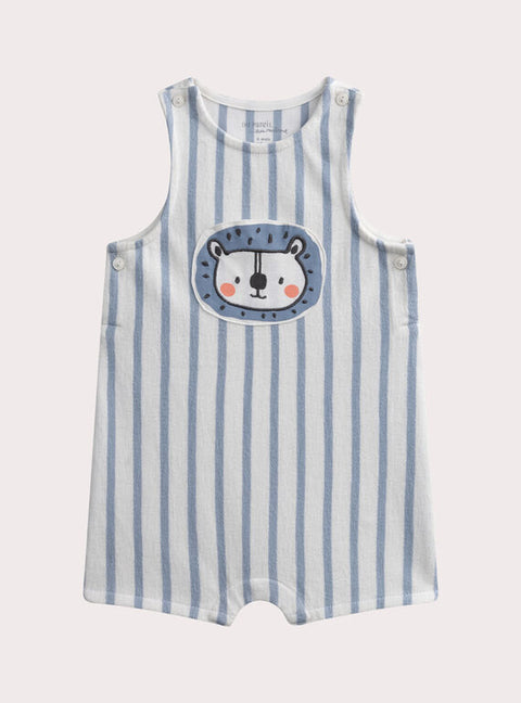 Newborn Blue Stripe Short Cotton Dungarees