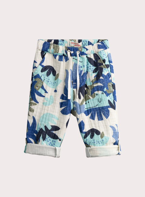 Blue Jungle Animal Print Cotton Trousers