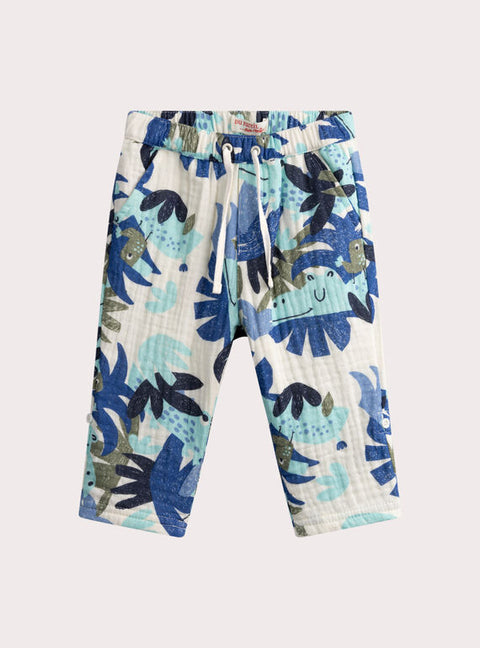 Blue Jungle Animal Print Cotton Trousers