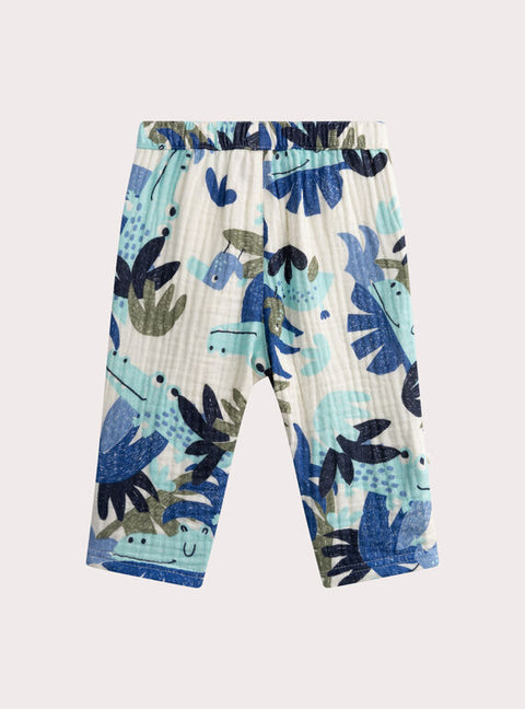 Blue Jungle Animal Print Cotton Trousers