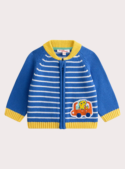 Blue Striped Cotton Rich Cardigan