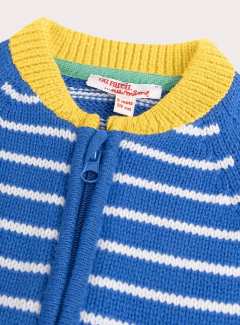 Blue Striped Cotton Rich Cardigan