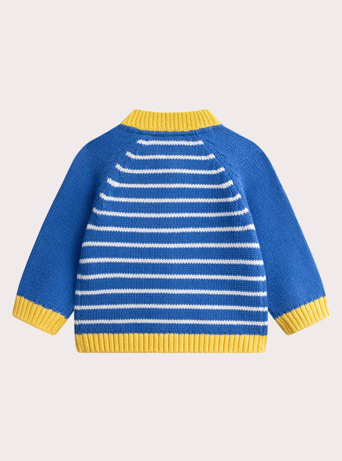 Blue Striped Cotton Rich Cardigan