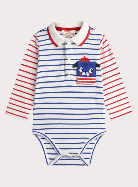 Blue & white Stripe Cotton Bodysuit