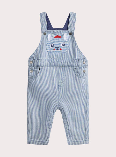 Lined Blue Stripe Denim Dungarees