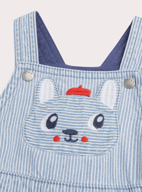 Lined Blue Stripe Denim Dungarees