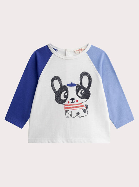 Off White Dog Print Cotton T-shirt