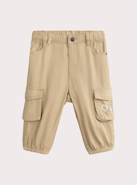 Brown Cotton Twill Cargo Pants