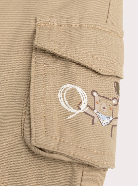 Lined Beige Cotton Canvas Dungarees