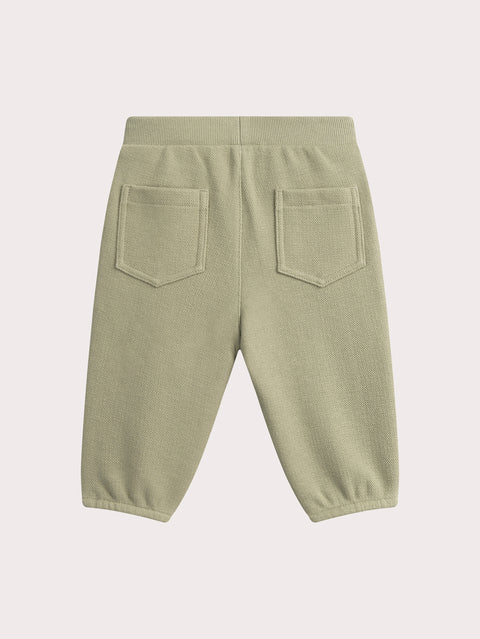 Green Cotton Pique Trousers