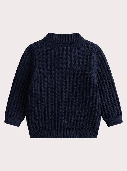 Ribbed Navy Cotton Cardigan