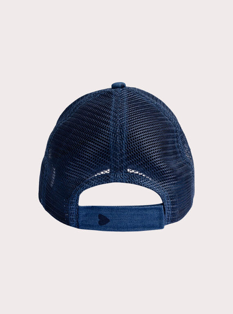 Heart Print Denim Baseball Cap