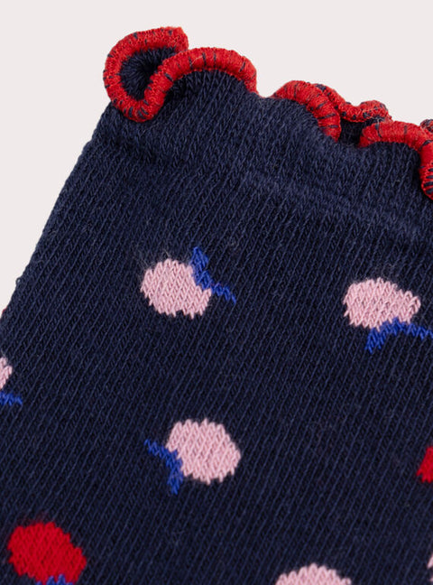 Navy Heart Pattern Cotton Rich Socks