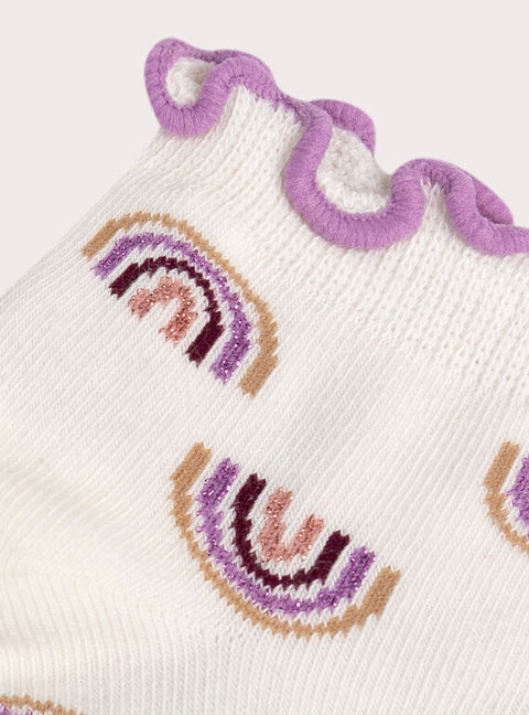 Cream Rainbow Pattern Cotton Rich Socks