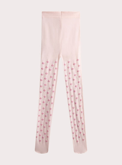 Fancy Pink Glitter Floral Pattern Tights