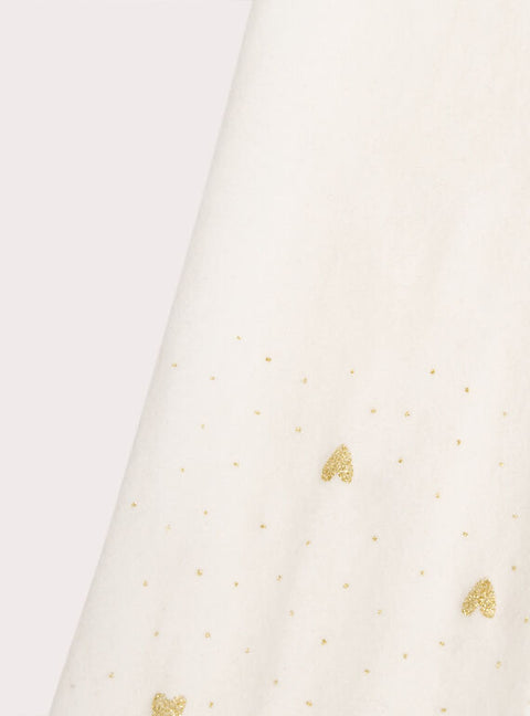 Fancy Cream Tights With Gold Heart Pattern