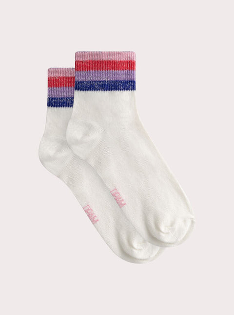 Cream Striped Cuff Cotton Rich Socks